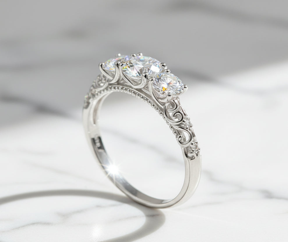 1.1CT Moissanite Ring 925 Sterling Silver