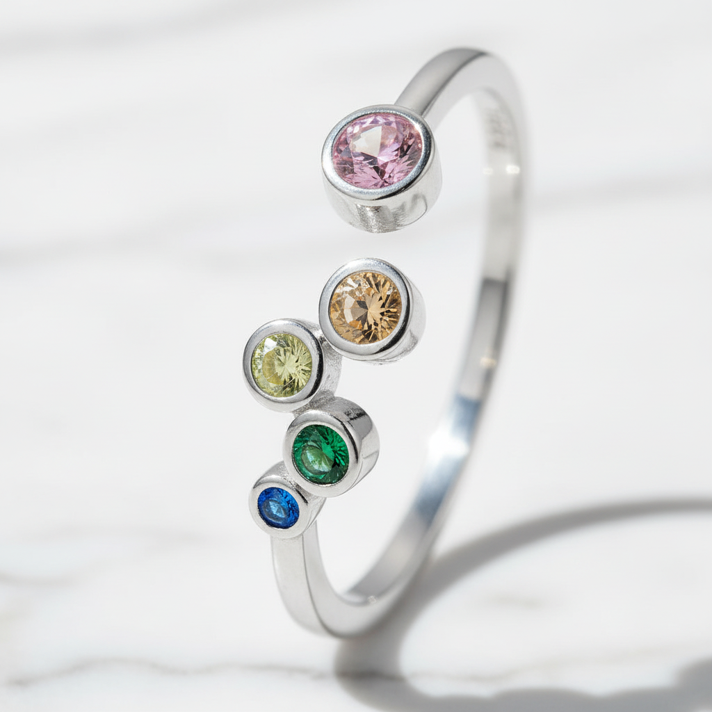 Adjustable Rings 925 Sterling Silver And Zircon Open Size Rings. Plated Gold 18 Carats.