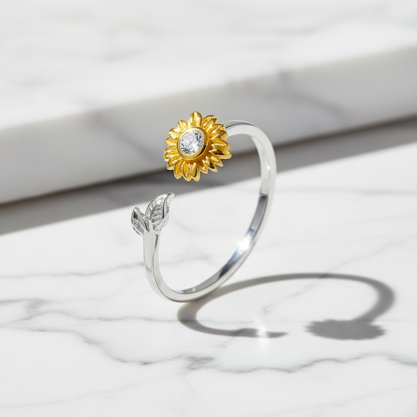 Adjustable Rings 925 Sterling Silver And Zircon Open Size Rings. Plated Gold 18 Carats.