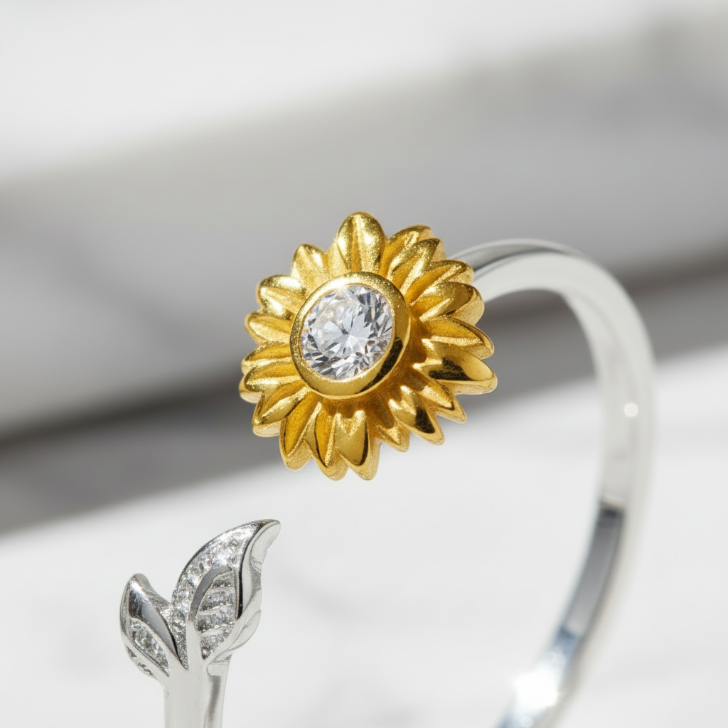 Adjustable Rings 925 Sterling Silver And Zircon Open Size Rings. Plated Gold 18 Carats.