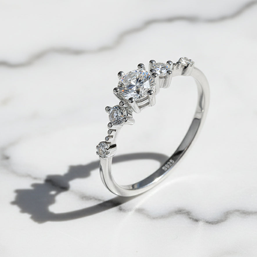 Simple Rings For Women. Sterling Silver 925 With Zircon