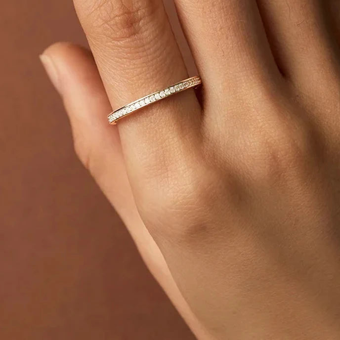 Moissanite Wedding Band 925 Sterling Silver Eternity. Platinum Plated