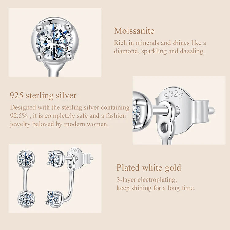 Double Moissanite Stud Earrings
