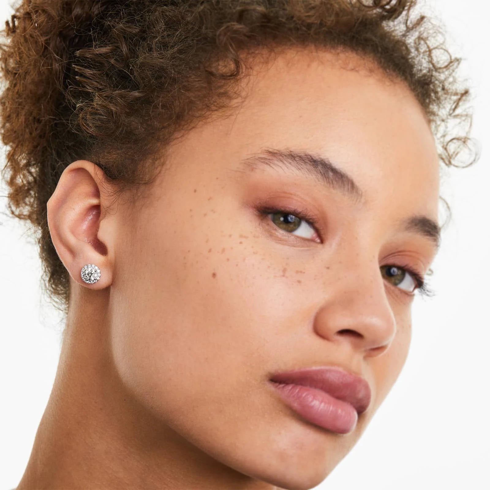 Halo CZ Stud Earrings Hypoallergenic Sterling Silver 925