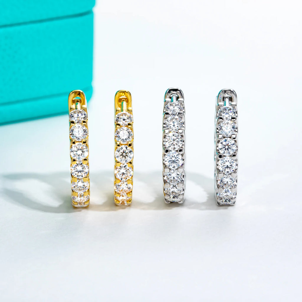 Créoles Éclat Absolu – Moissanite Pavée sur Argent Sterling 925