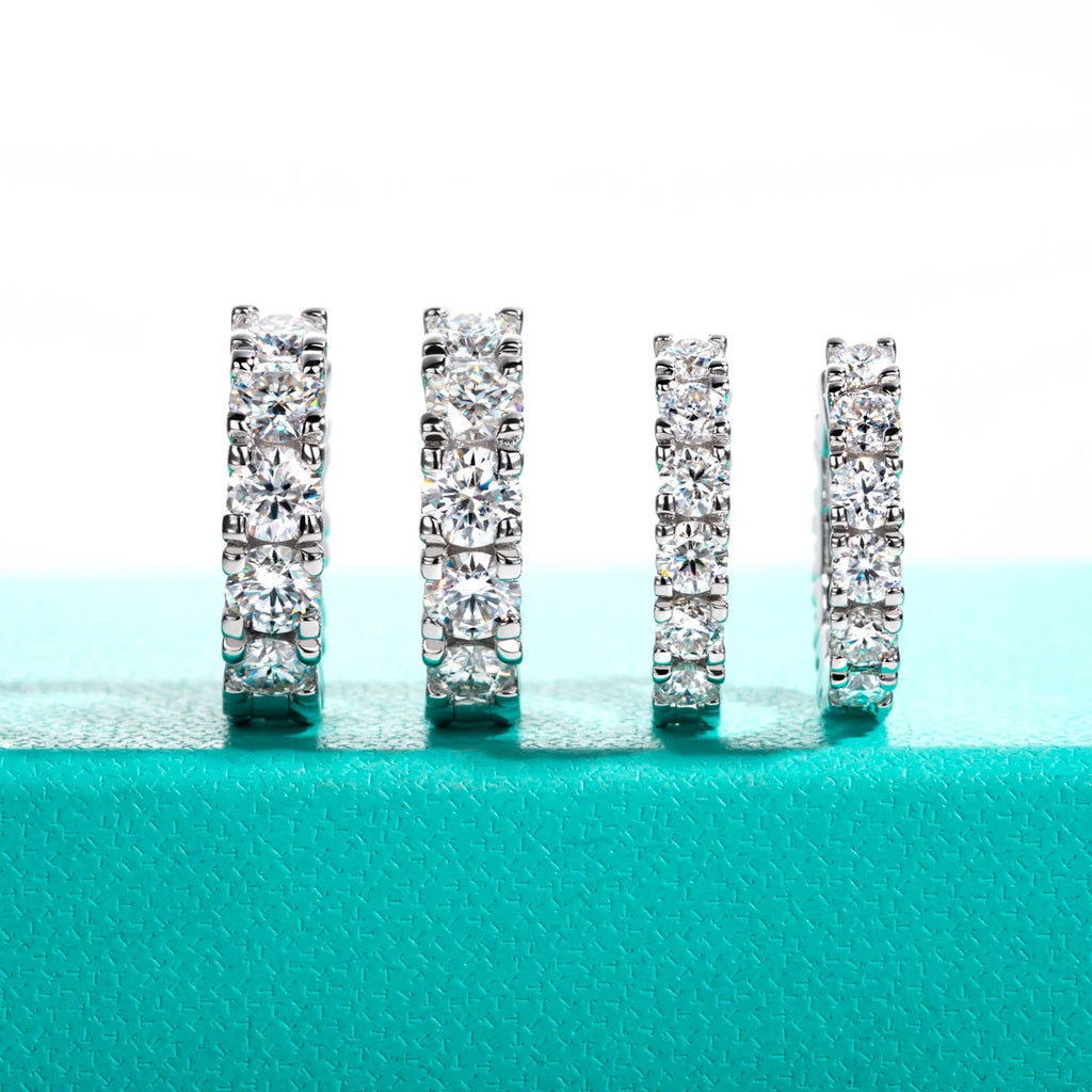 2.6 Cts(3mm)/6 Cts(4mm) D Color Moissanites Hoop Earrings 925 Sterling Silver  Luxury Huggie Earring for Women