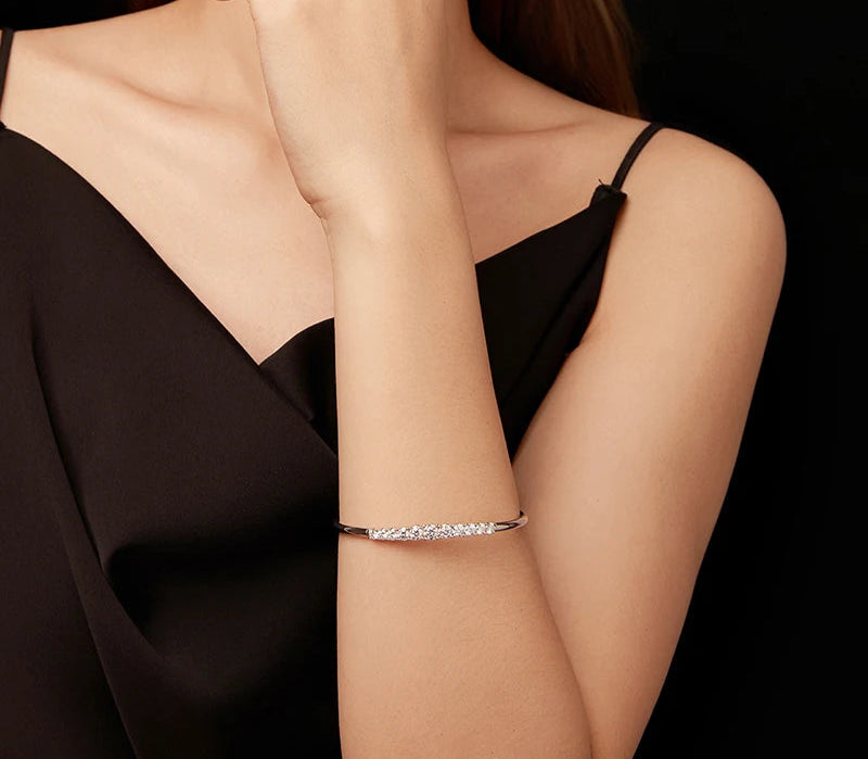 3.6CT Moissanite Bracelet 925 Sterling Silver Unique Opening Design Adjustable Cuff Bangle Women Fine Jewelry