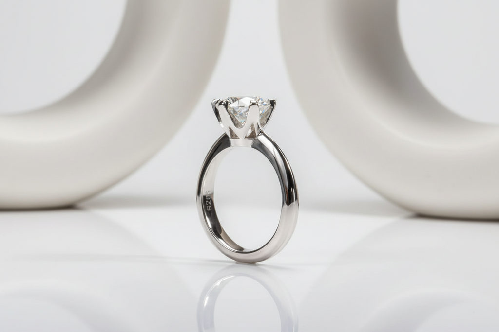 Engagement  Ring moissanite and sterling silver