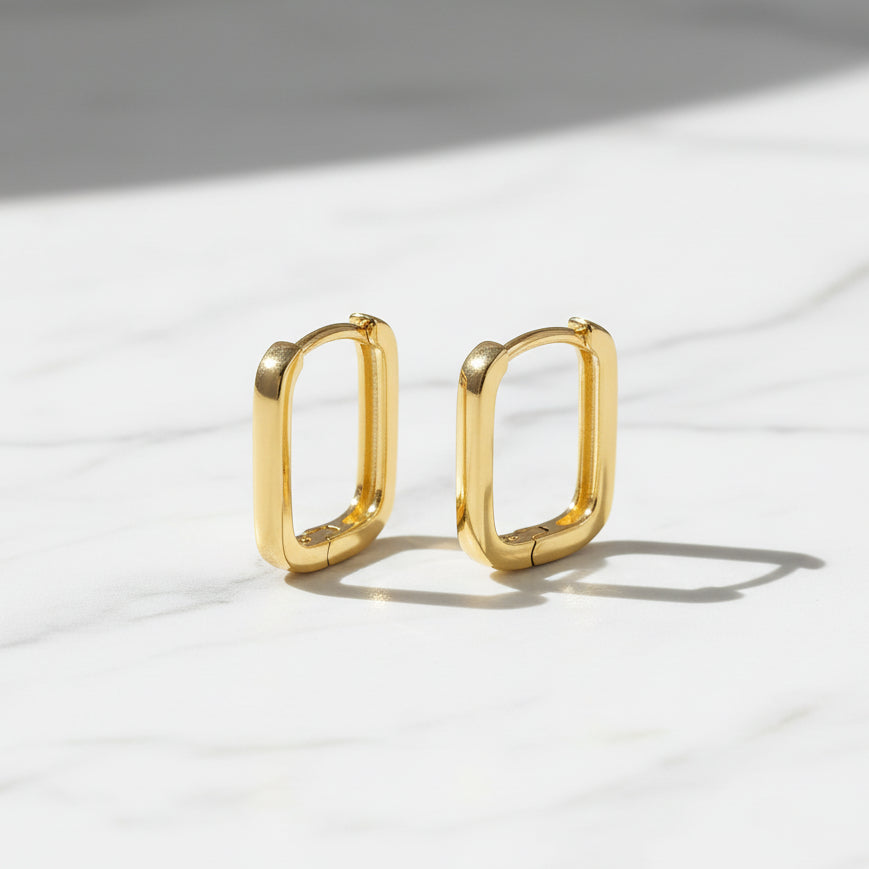 Hoop Earrings S925 Sterling Silver Plated  Gold 18Cts