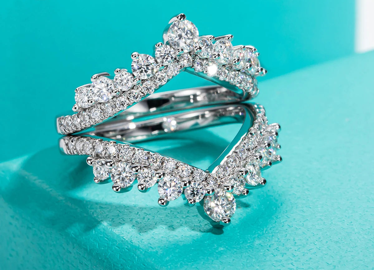 Rings 3mm D Color Moissanite Wedding Bands 18k Gold Plated 925 Sterling Silver. Bridal Ring Set