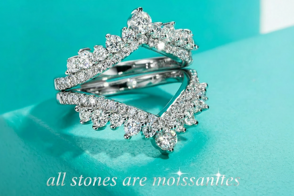 Rings 3mm D Color Moissanite Wedding Bands 18k Gold Plated 925 Sterling Silver. Bridal Ring Set