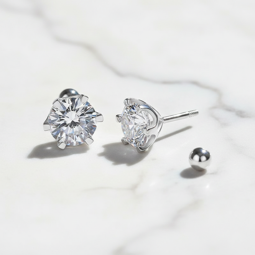 Moissanite Screw Stud Earrings S925 Sterling Silver