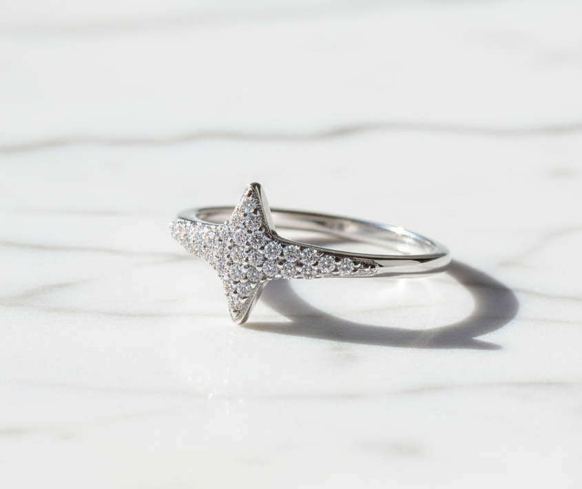 Simple Rings For Women. Sterling Silver 925 With Zircon