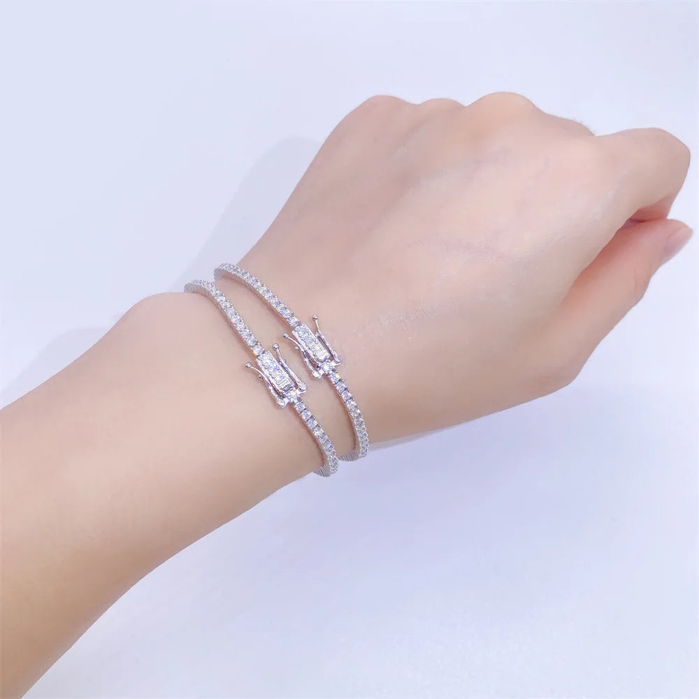 2-3-4-5mm Moissanite Tennis Bracelet S925 Sterling Silver For Women & Men