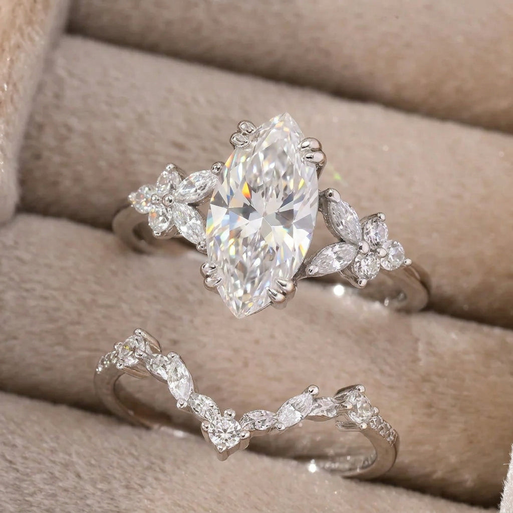 Luxury Marquise Moissanite  Ring S925 Sterling Silver