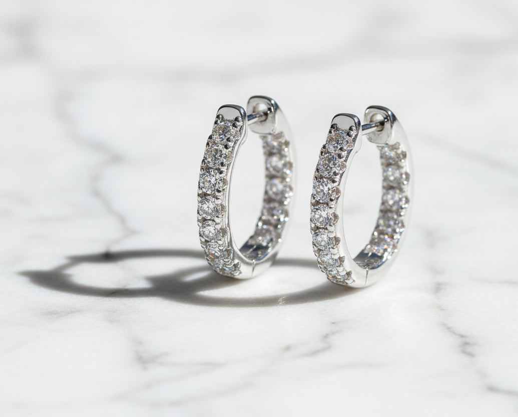 Moissanite Hoop Earrings for Women, 925 Sterling Silver Hypoallergenic Earrings