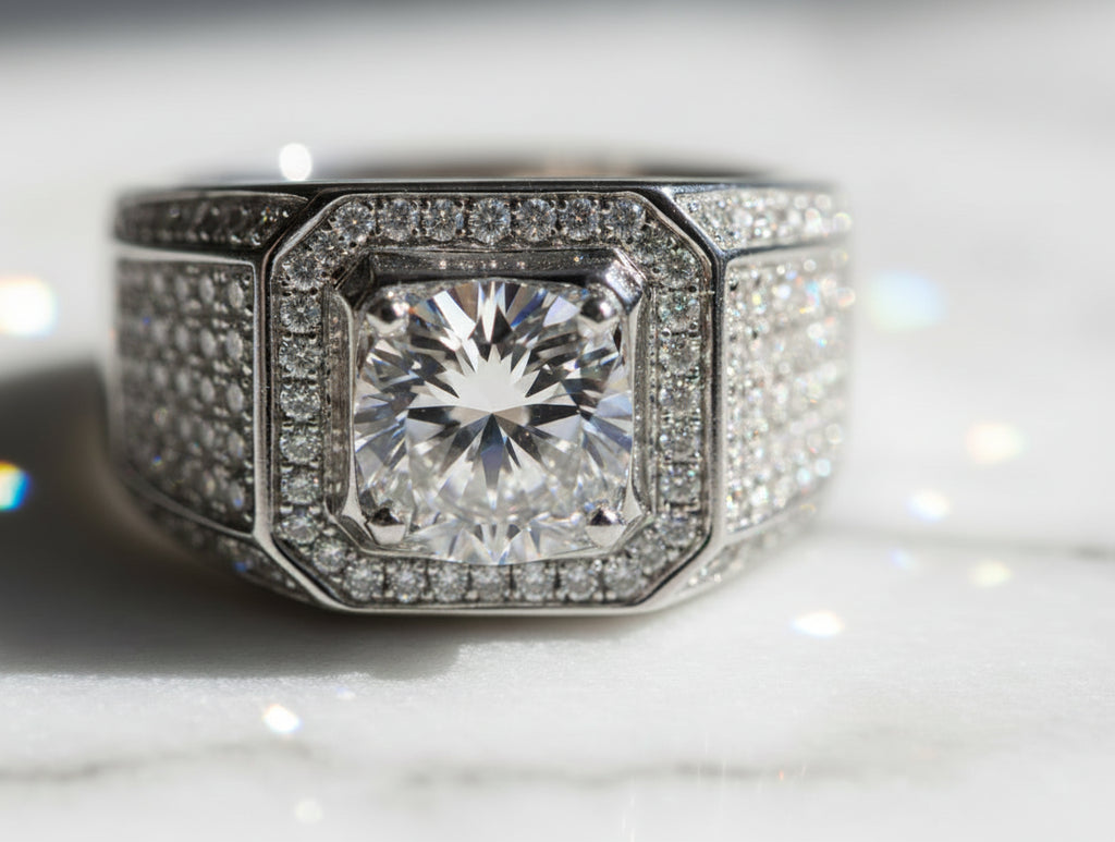 Moissanite Ring 925 Sterling Silver. Classic Round Cut.