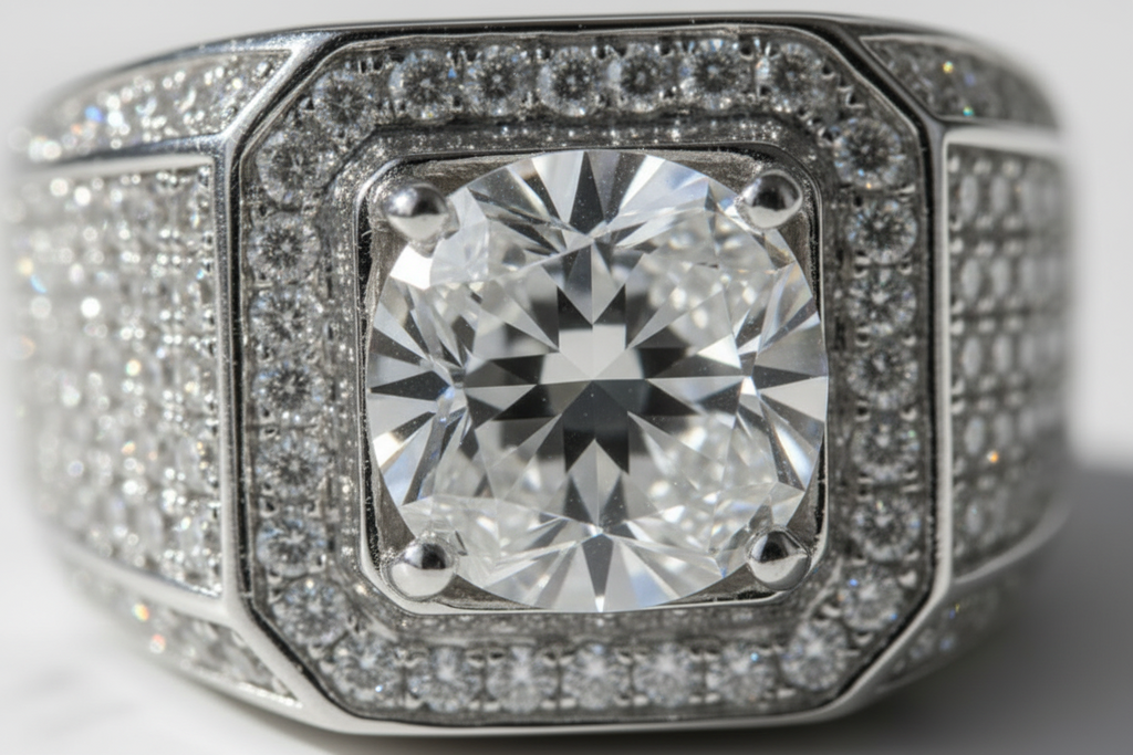 Moissanite Ring 925 Sterling Silver. Classic Round Cut.