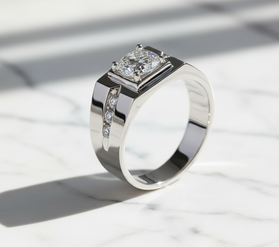 Moissanite Ring for 925 Sterling Silver. Classic Round Cut.