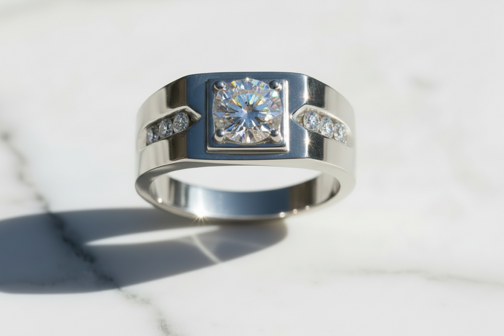 Moissanite Ring for 925 Sterling Silver. Classic Round Cut.