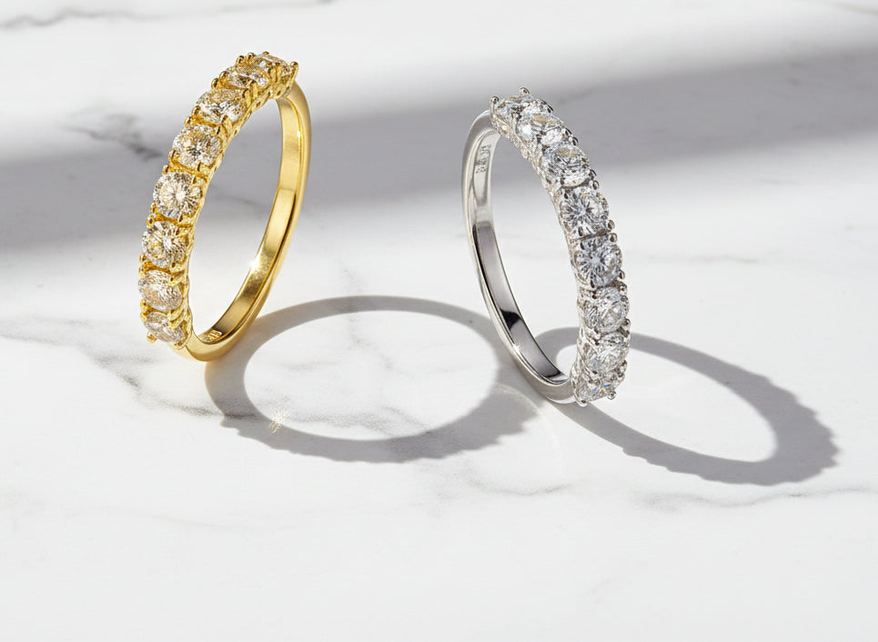 Bague Éclat Infini – Demi-Éternité en Moissanite sur Argent Sterling 925