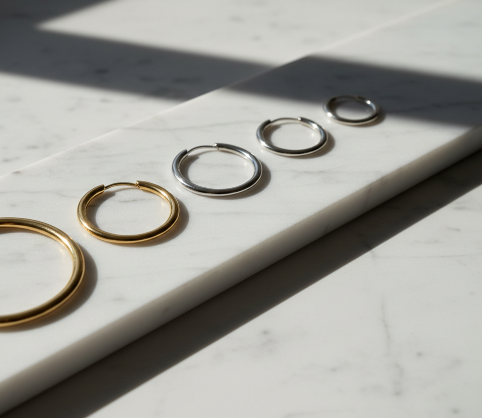 Minimalist Huggie Hoop Earrings, 18K Gold Plated