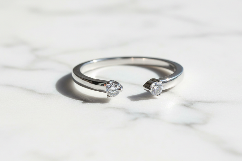 Moissanite Ring 925 Sterling  Silver Plated White Gold