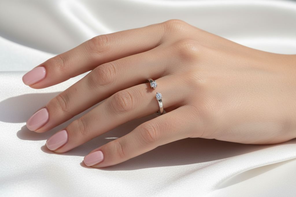 Moissanite Ring 925 Sterling  Silver Plated White Gold