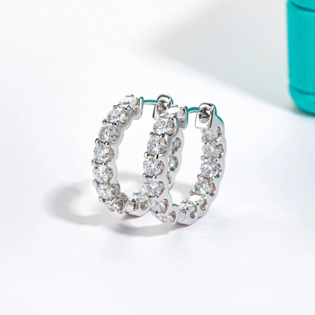 Créoles Éclat Absolu – Moissanite Pavée sur Argent Sterling 925