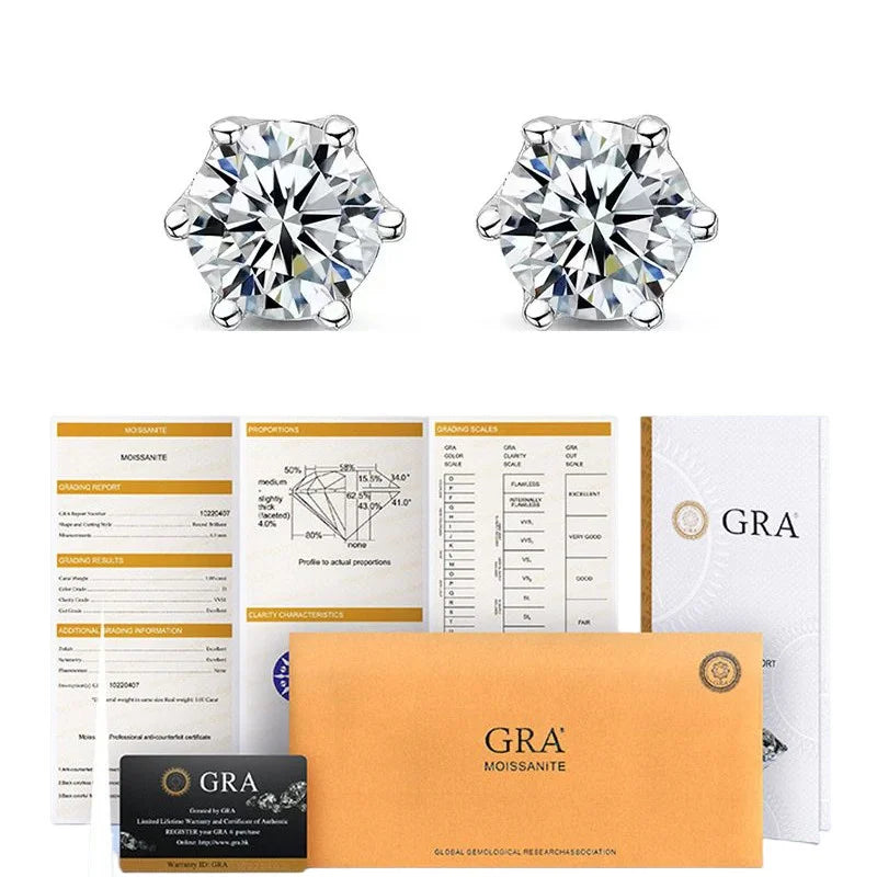 Moissanite Screw Stud Earrings S925 Sterling Silver