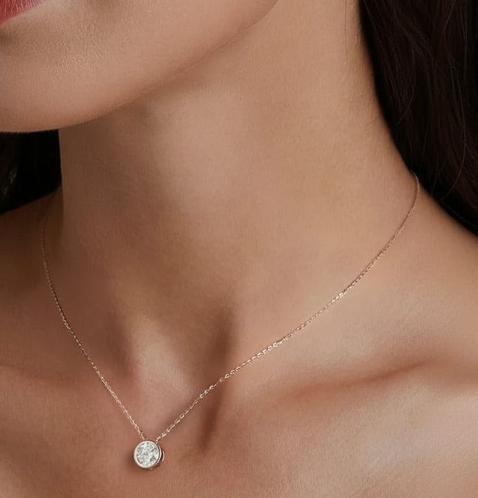 Moissanite Pendant Necklace 925 Sterling Silver Minimalist Jewelry