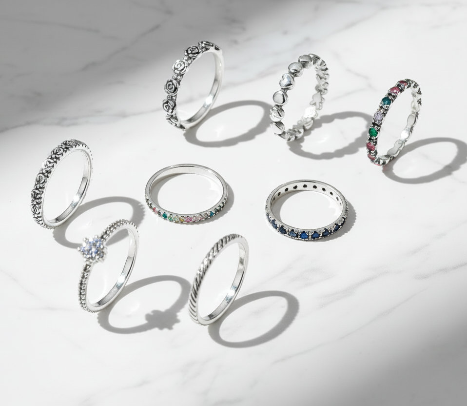 Simple Rings For Women. Sterling Silver 925 With Zircon