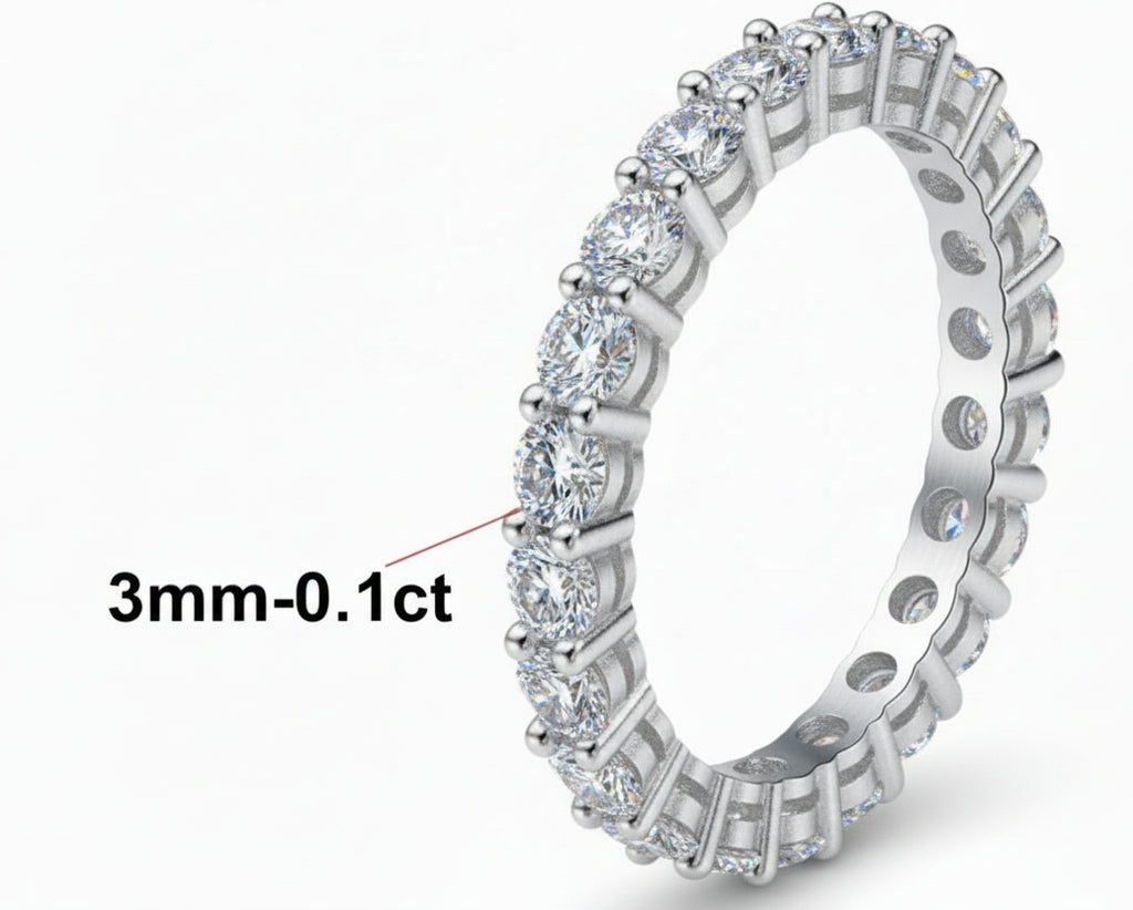 2.4 Cts Moissanite Eternity Ring 925 Sterling  Silver