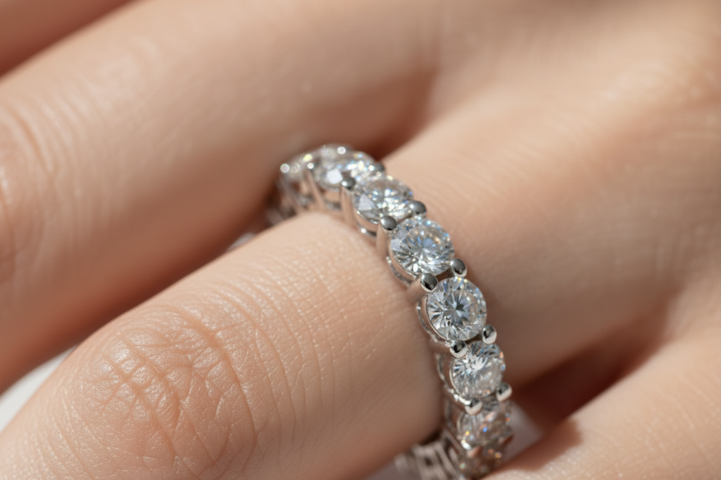 2.4 Cts Moissanite Eternity Ring 925 Sterling  Silver