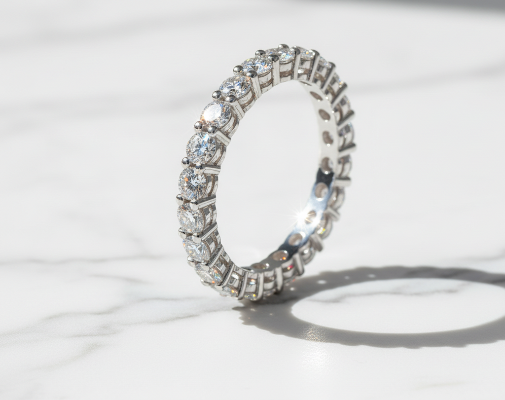 2.4 Cts Moissanite Eternity Ring 925 Sterling  Silver