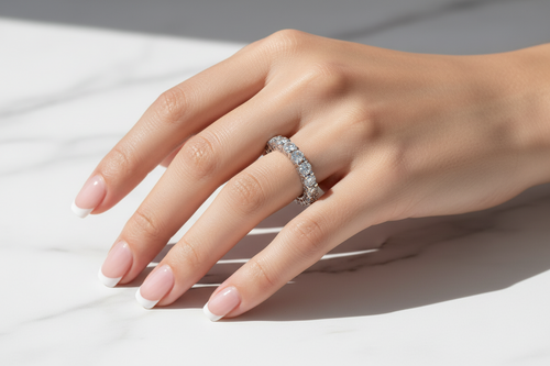 2.4 Cts Moissanite Eternity Ring 925 Sterling  Silver