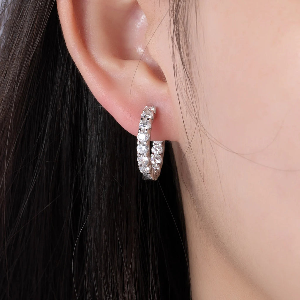 Créoles Éclat Absolu – Moissanite Pavée sur Argent Sterling 925