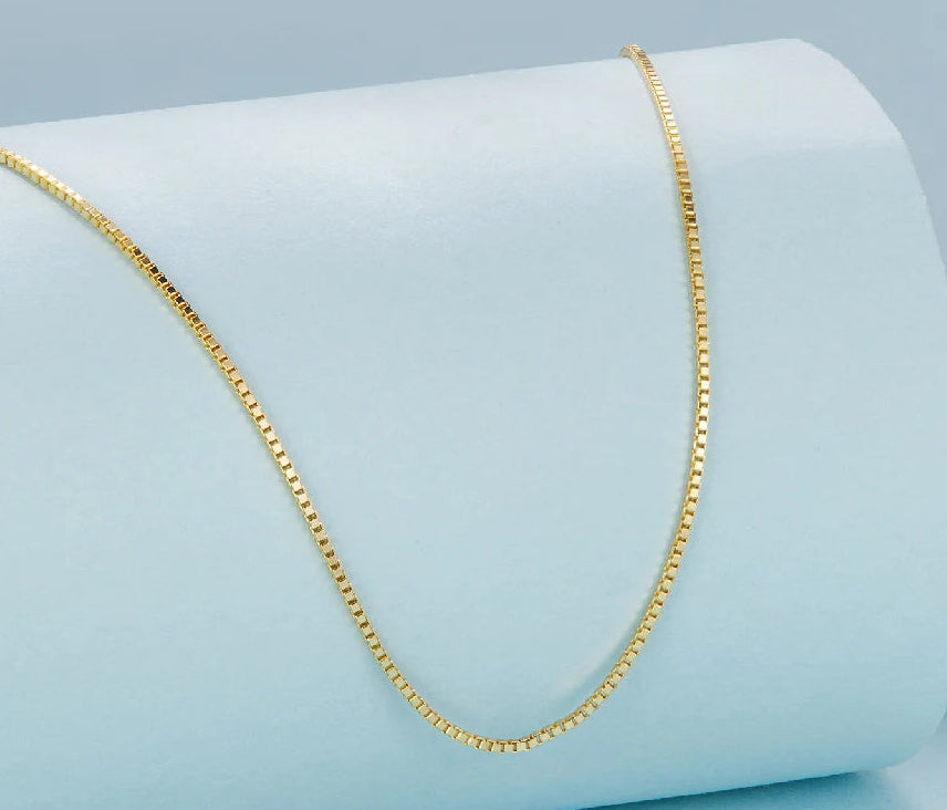 Silver Chain Necklace, 0.8mm Box Chain Super Thin & Strong Basic Chain