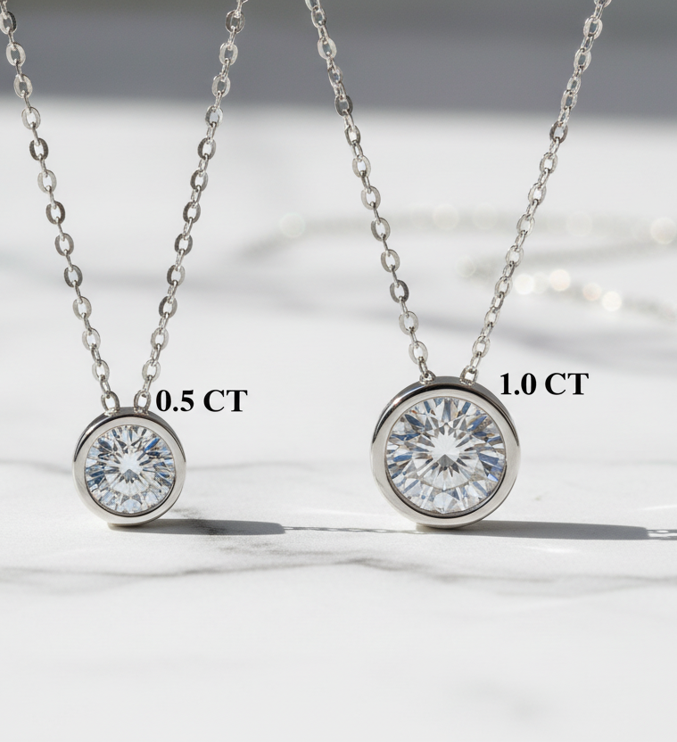 Moissanite Pendant Necklace 925 Sterling Silver Minimalist Jewelry