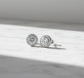 Halo CZ Stud Earrings Hypoallergenic Sterling Silver 925