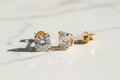 0.5-2ct Moissanite Diamond Stud Earrings 18K Gold Plated 925 Sterling Silver