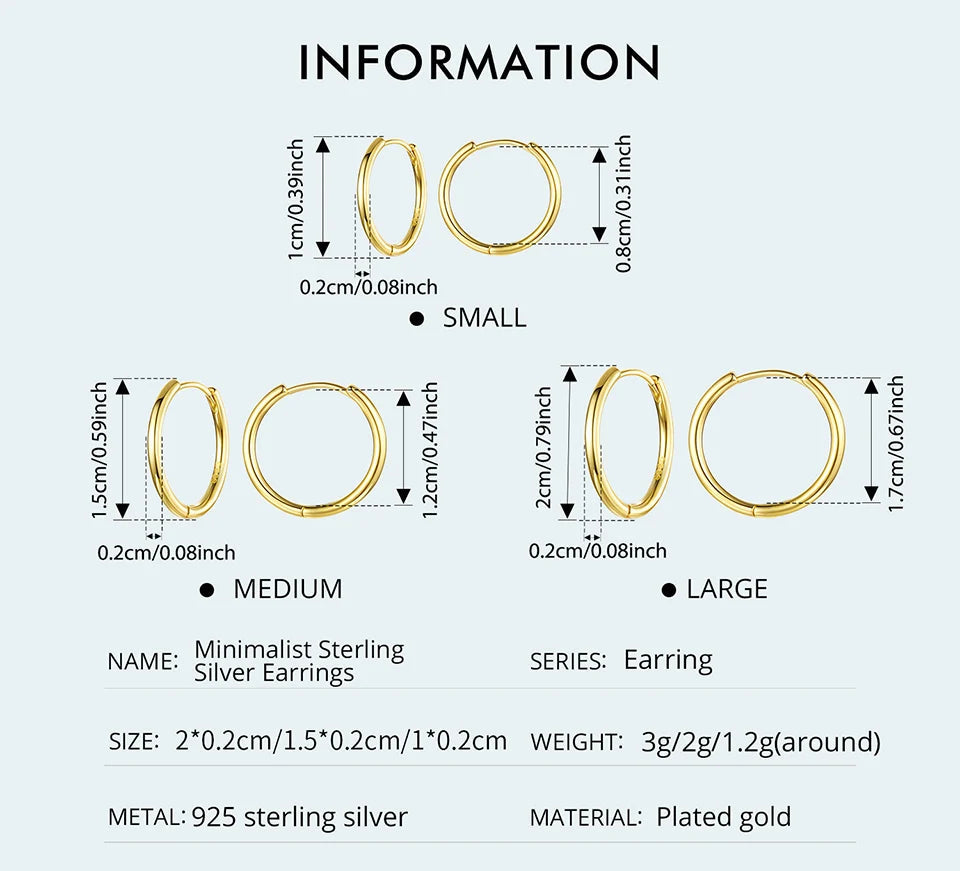 Minimalist Huggie Hoop Earrings, 18K Gold Plated