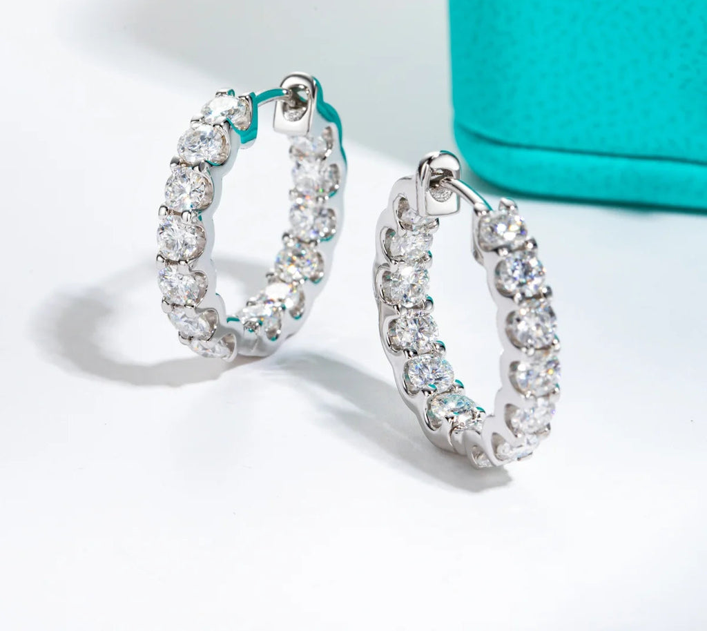 Créoles Éclat Absolu – Moissanite Pavée sur Argent Sterling 925