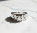 Moissanite Ring for Men 925 Sterling Silver. Classic Round Cut.