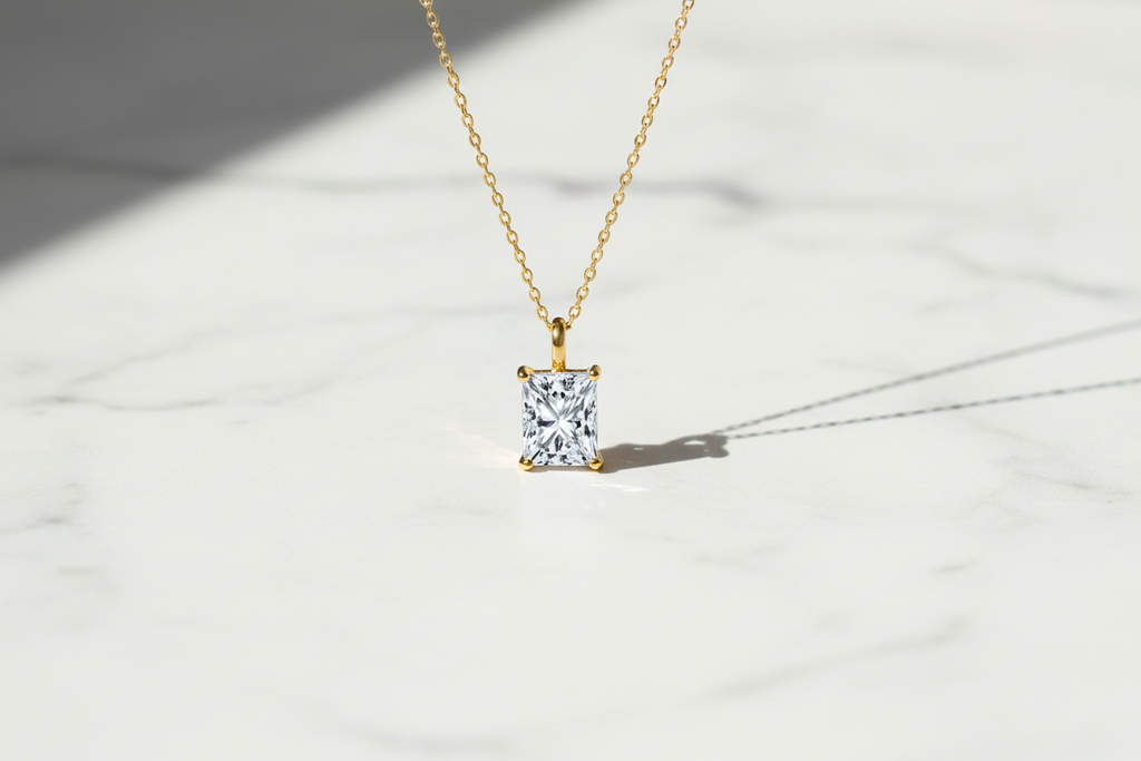 1-2-3ct Classic Moissanite Necklace For Women S925 Silver Plated 18Crts Gold D Color VVS1