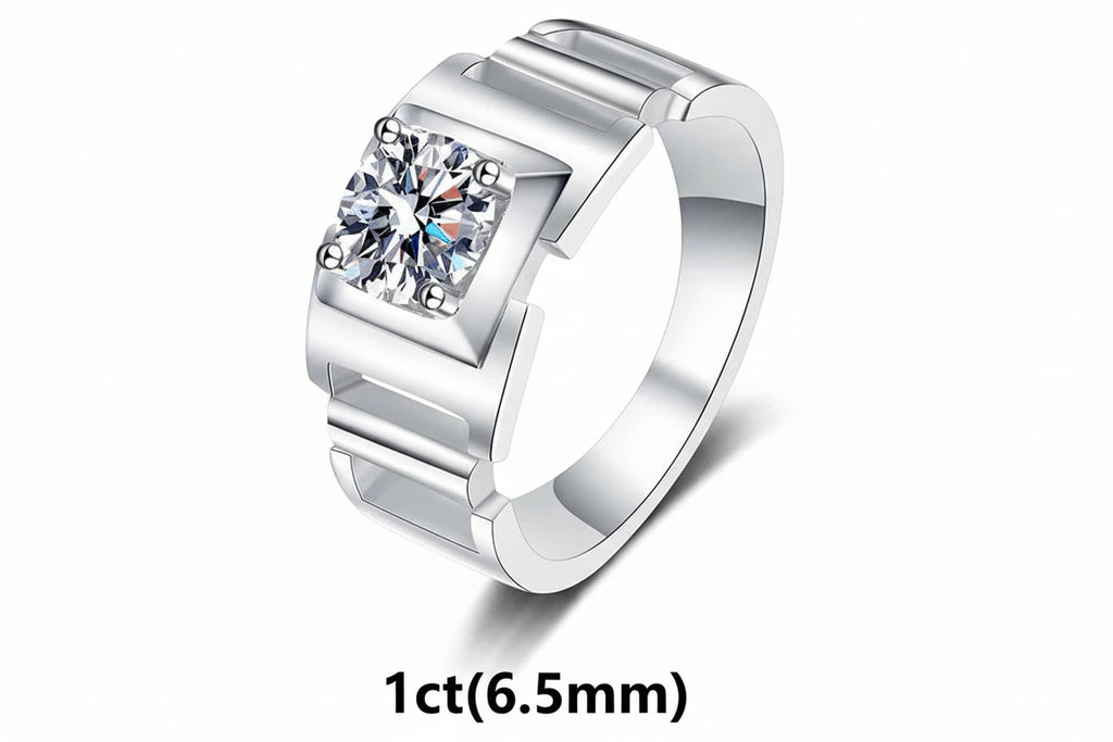 Moissanite Ring 925 Sterling Silver. Classic Round Cut.