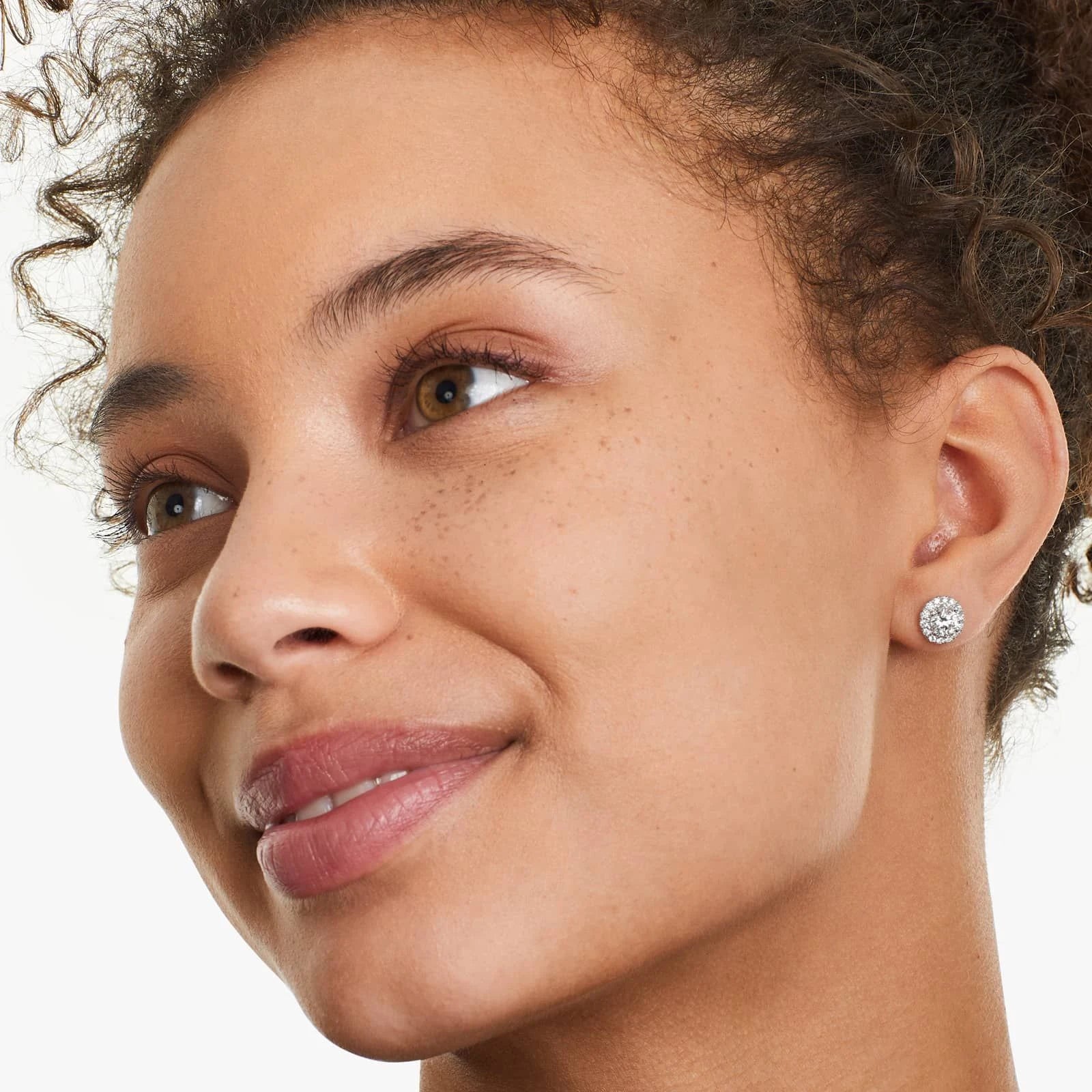Halo CZ Stud Earrings Hypoallergenic Sterling Silver 925