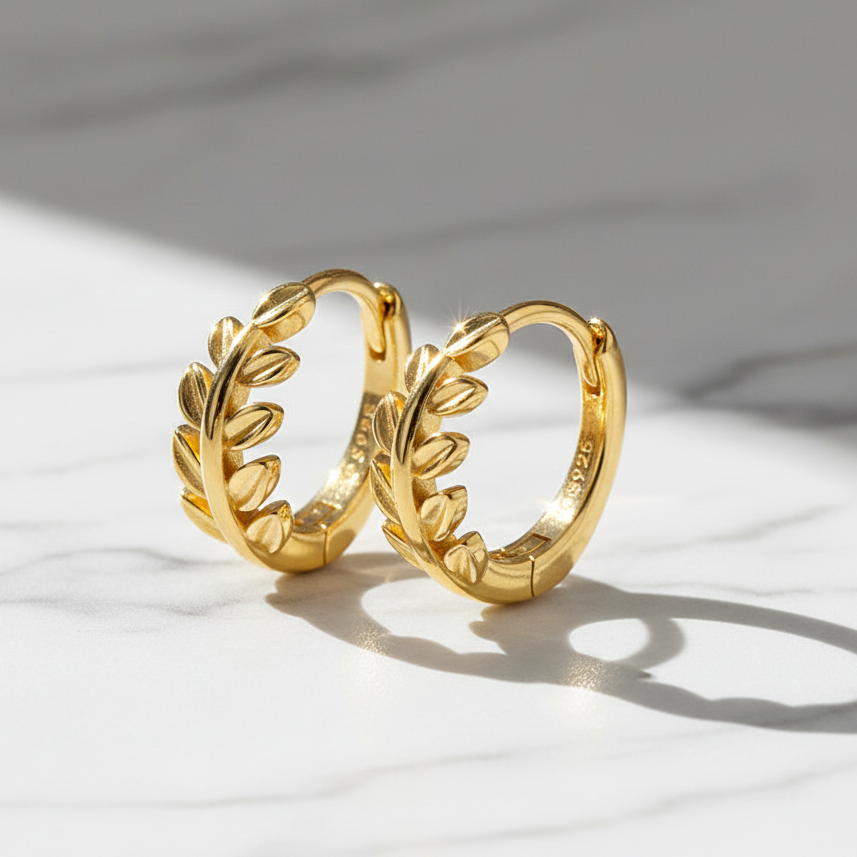 Hoop Earrings S925 Sterling Silver Plated  Gold 18Cts