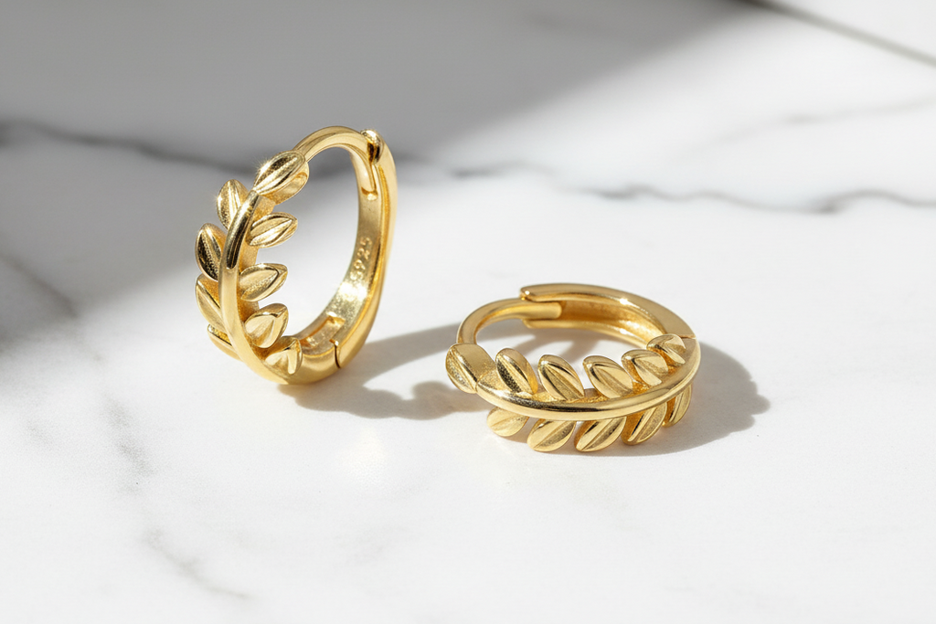 Hoop Earrings S925 Sterling Silver Plated  Gold 18Cts