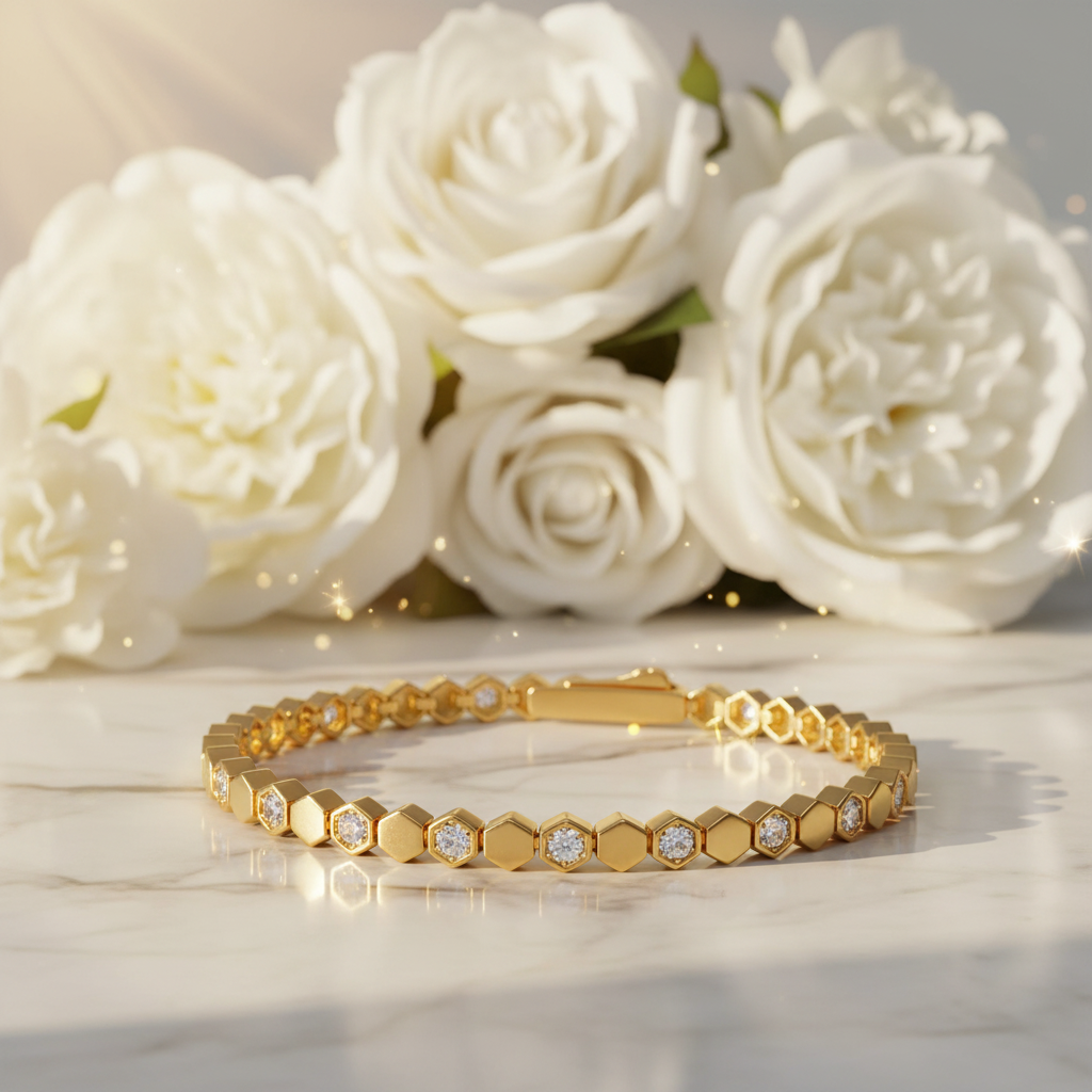 Moissanite Hexagon Bracelet- Sterling Silver S925